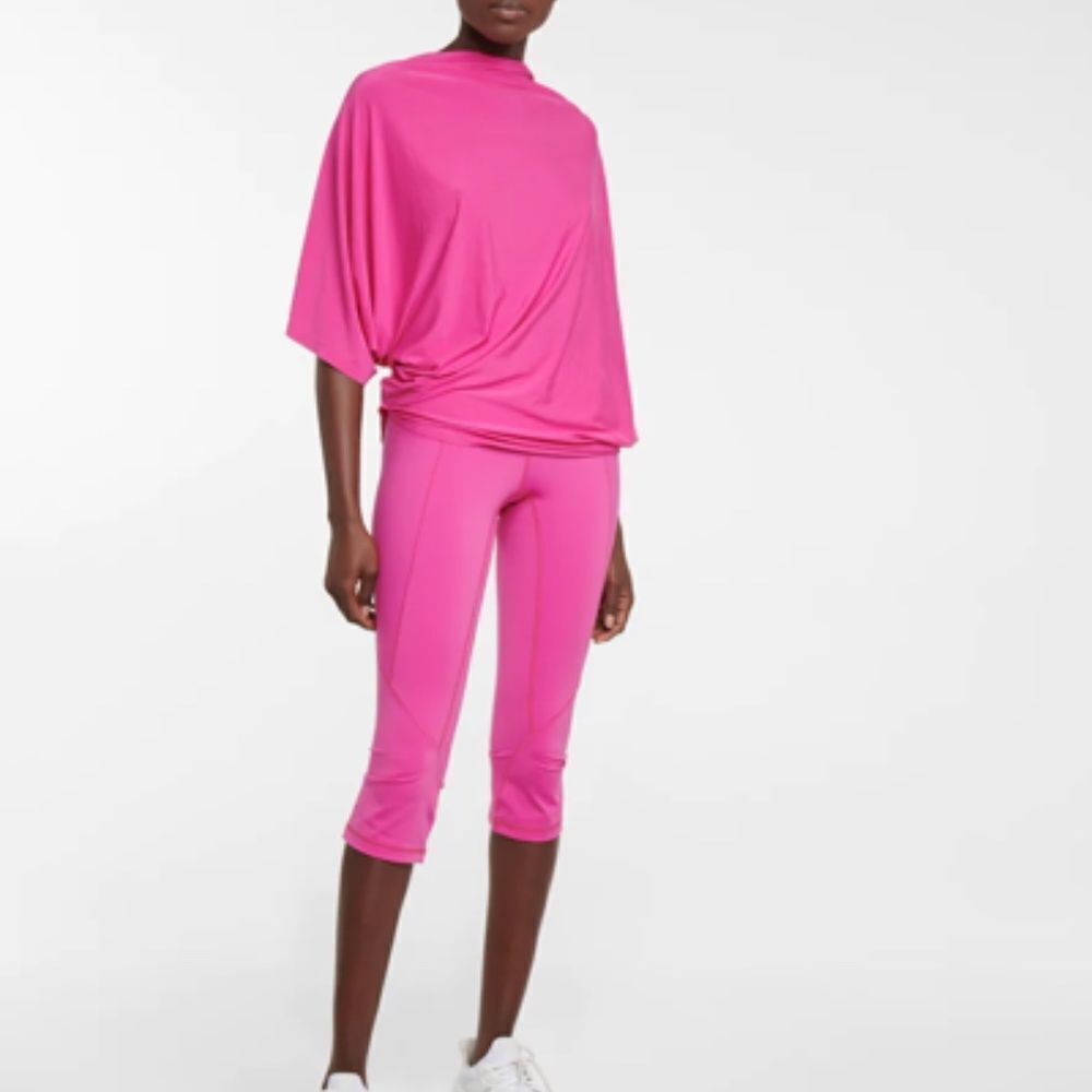 ROLAND MOURET Pink Larissa Draped Active Jersey Top in deep pink